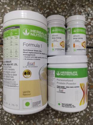 HERBALIFE F1 SHAKE MIX-VANILLA,AFRESH-GINGER,PEACH,PP-200GM(PACK OF 4) Protein Shake