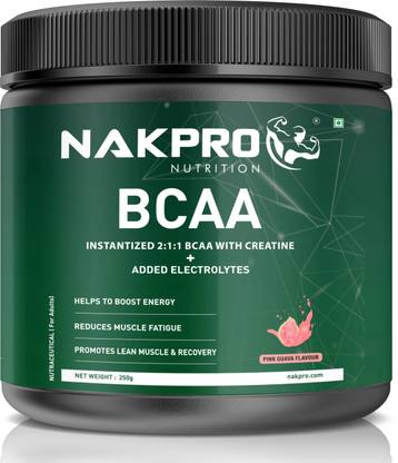 Nakpro BCAA 2:1:1 , 5g Vegan BCAA - Jar, 1.5g Creatine & Electrolytes for Endurance BCAA