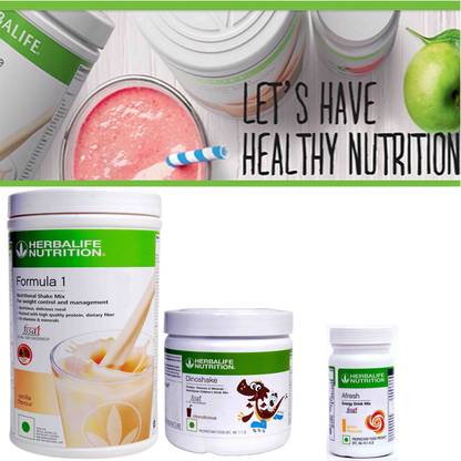 HERBALIFE Formula 1 Nutritional Shake Mix Vanilla And Dinoshake Chocolate ,Afresh Lemon_ Plant-Based Protein