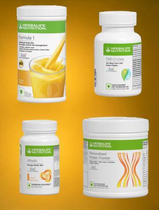 HERBALIFE F1 SHAKE MIX-MANGO,PEACH,CELL-U-LOSS AND PP-200GM,(PACK OF 4) Protein Shake