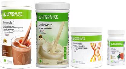 HERBALIFE formula 1 chocolate 500g+ shakemate 500g + protein powder 200g + afresh tulsi Plant-Based Protein