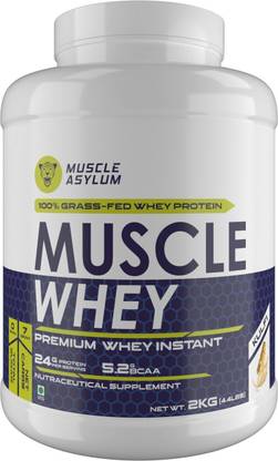 Muscle Asylum Muscle Whey 100% Whey Protein, Kulfi Flavor (50 Servings) - 2 Kg (4.4Lbs) Whey Protein