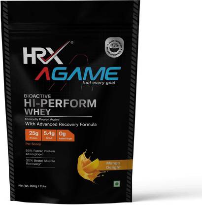 HRX AGame Bioactive Hi-Perform Whey, 25g Protein, 5.5g BCAAs, 907g Whey Protein