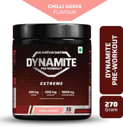 Wellversed Dynamite Pre-Workout EXTREME 15 Servings| For Hardcore Athletes | High-Stim Pre Workout (270 g, Chilli Guava)