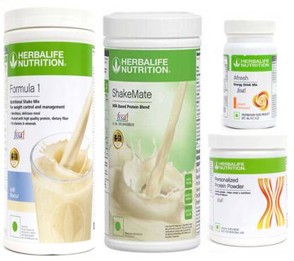 HERBALIFE Formula 1 Shake Kulfi+ Protein Powder 200 G + Afresh - Peach + Shake Mate Protein Shake