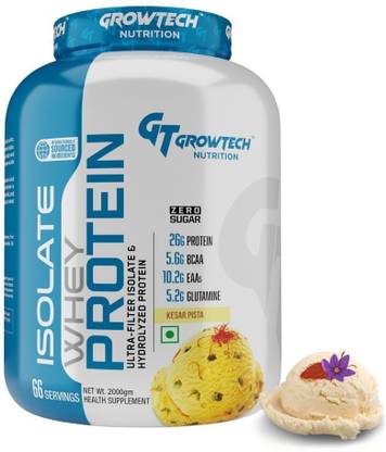 Growtech Isolate Hydrolyzed Protein 26G Protein5.6G BCAA 10.2G EAA 33 Servings ZERO SUGAR Whey Protein