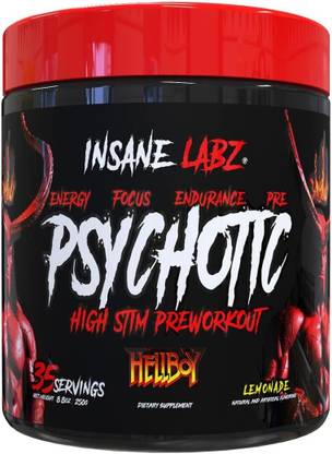 insane labz Psychotic Hellboy Edition, High Stimulant Pre Workout Lemonade Flavour Pre Workout
