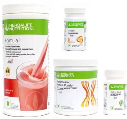 HERBALIFE FORMULA1STRAWBERRY500 PROTIEN 200 G AFRESH ENERGY DRINK PEACH 50 G CELL U LOSS Whey Protein