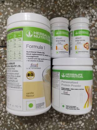 HERBALIFE F1 SHAKE MIX-VANILLA,AFRESH-PEACH,LEMON,PP-200GM(PACK OF 4) Protein Shake
