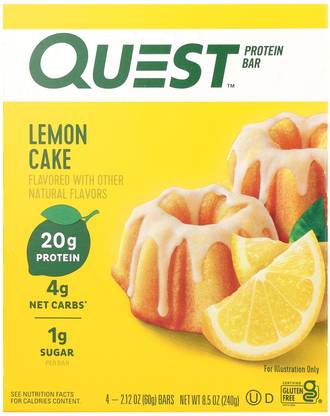 QUEST NUTRITION Protein Bar, Lemon Cake , 4 Bars, 60 g Each Protein Bars