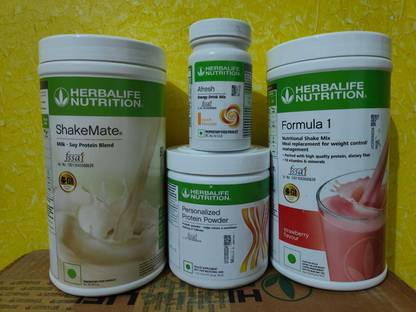 HERBALIFE F1 STRAWBERRY SHAKE AFRESH PEACH & PARTEIN POWDER 200GM & SHAKEMAT3E Protein Shake