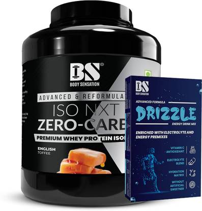 BODY SENSATION ISO-NXT Zero Carbs Whey Protein (5lbs) & DRIZZLE Electrolyte Energy Drink (1kg) Whey Protein