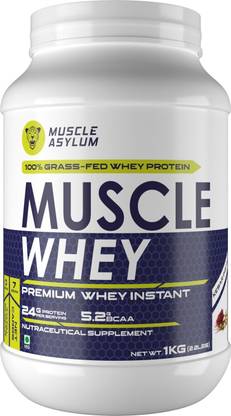 Muscle Asylum Muscle Whey 100%, Kesar Pista Flavor (25 Servings) - 1 Kg (2.2Lbs) Whey Protein