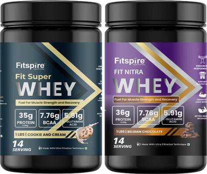 Fitspire Nitra & Fit Super Whey Protein | 35g Protein | 7.8g BCAA | Muscle Growth | Whey Protein