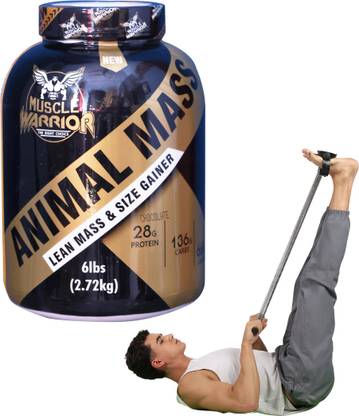 Muscle Warrior Animal Mass Gainer Powder | Whey Protein With Double Spring Tummy Trimmer Weight Gainers/Mass Gainers