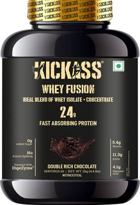 kickass 100% Whey Protein Concentrate with Added Digestive Enzymes & Immunity-Boosters Whey Protein