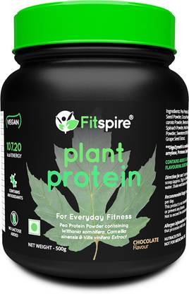 Fitspire 100% Plant Protein Supplement for Men & Women| 33 gm Per Serving| Chocolate Plant-Based Protein