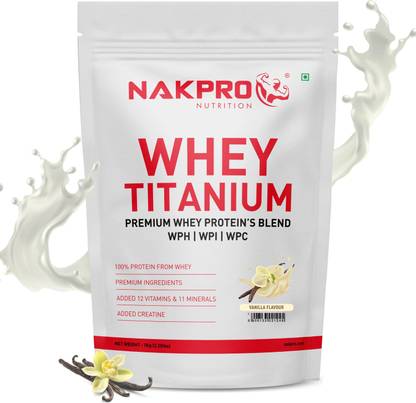 Nakpro TITANIUM Tri Blend Whey Protein Hydro, Isolate & Concentrate - 1 Kg Vanilla Whey Protein