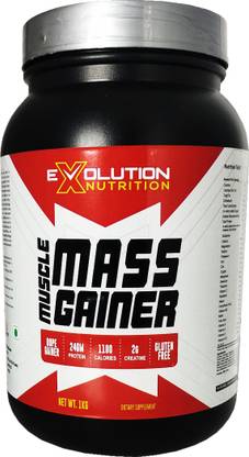 Evolution Nutrition Muscle Mass Gainer With High Calories 1180 (2.2Lbs Strawberry) Weight Gainers/Mass Gainers