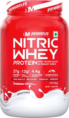 BIGMUSCLES NUTRITION Nitric Whey Protein | 27g Whey Protein Isolate with ProHydrolase Enzyme Tech. | Whey Protein