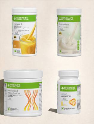 HERBALIFE F1 SHAKE MIX-MANGO,SHAKEMATE,PP-200GM AND LEMON (PACK OF 4) Protein Shake
