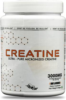 Bullish Supp Micronized Creatine, 3 gms Serving Per Scoop, FSSAI Certified, 0.55 lbs Creatine