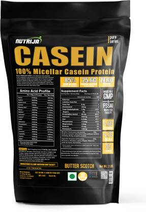 NutriJa Micellar Casein 85% Slow Digesting Night Protein with Added Digest Enzyme 1Lbs Whey Protein