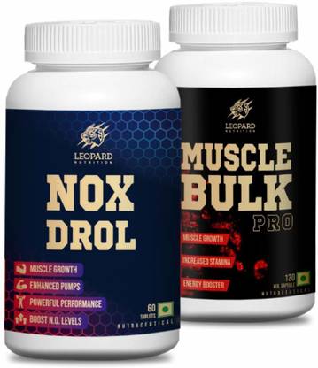 LEOPARD NUTRITION Nox Drol and Muscle Bulk Pro for Muscle Size Gain Growth and Pump EAA (Essential Amino Acids)