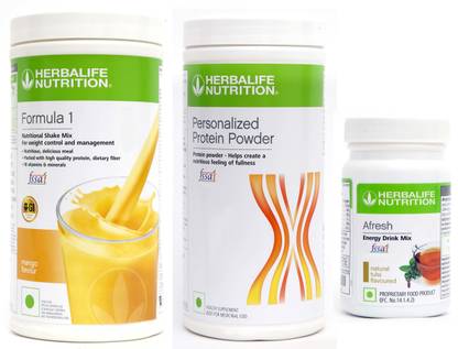 Herbalife Nutrition FORMULA-1SHAKE MANGO-500GM+PP-400GM+AFRESH TULSI-50 GM Whey Protein