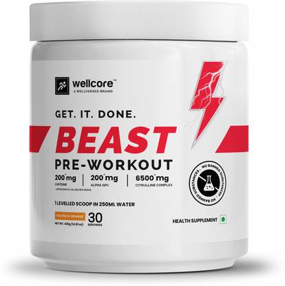 Wellcore Beast Mode Pre Workout | With Creatine For Explosive Strength, Power & Pumps Pre Workout