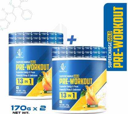 QUENCHLABZ Supercharge Gold Pre-Workout | Energy, Focus, Pump, Strength & Endurance Pre Workout