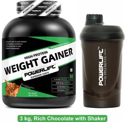 POWERLIFT Weight Gainer with Shaker, added Multivitamins & minerals Weight Gainers/Mass Gainers