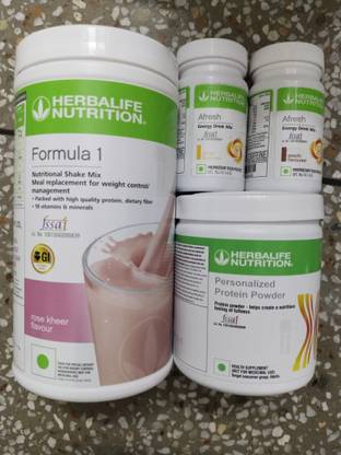 HERBALIFE F1 SHAKE MIX-ROSE KHEER,AFRESH-GINGER,ELAICHI,PP-200GM(PACK OF 4) Protein Shake