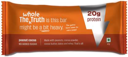 The Whole Truth High Protein Peanut Cocoa 20g | Protein Bar 67g | No Added Sugar | All Natural Nutrition Bars