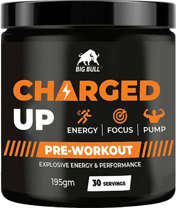 Big Bull Charged Up Pre-Workout Supplement Drink | Lean Muscles Strength Building Pre Workout