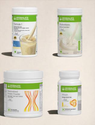HERBALIFE F1 SHAKE MIX-KULFI,SHAKEMATE,PP-200GM AND LEMON (PACK OF 4) Protein Shake