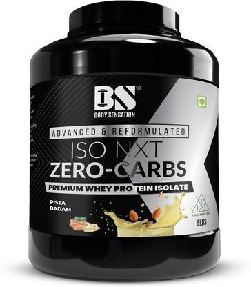 BODY SENSATION ISO-NXT Zero Carbs Premium Whey Protein Isolate (Pista Badam, 5 lbs) Casein Protein