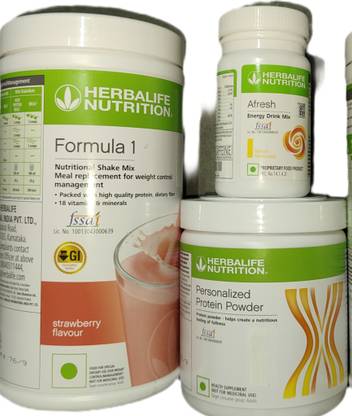 Herbalife Nutrition F1 Shake Strawberry + Protein Powder 200 G + Afresh - Lemon Protein Shake