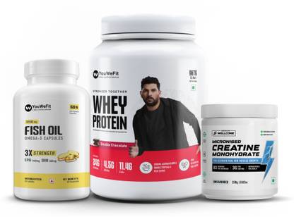 YouWeFit -3 Fish Oil + Whey Protein + Wellcore Creatine Monohydrate Whey Protein