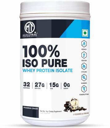 Muscle Trail Whey Protein Isolate, Pharma Grade, 32 Servings, 27g Protein, 15g EAA, 0g Sugar Whey Protein