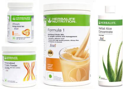 HERBALIFE Formula 1 Orange Flavor+ Protein + Aloe concentrate + Afresh Peach Protein Shake