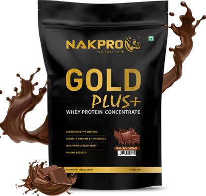 Nakpro Gold Plus+ Whey Protein Concentrate with Digestive Enzymes|25g Protein 5.5g BCAA Whey Protein