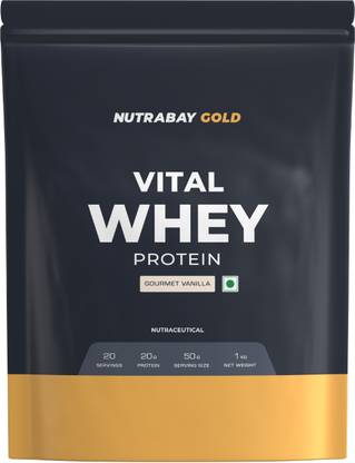Nutrabay Gold Vital Whey Protein for Beginners, 20.4g Protein- 1kg, Gourmet Vanilla Whey Protein
