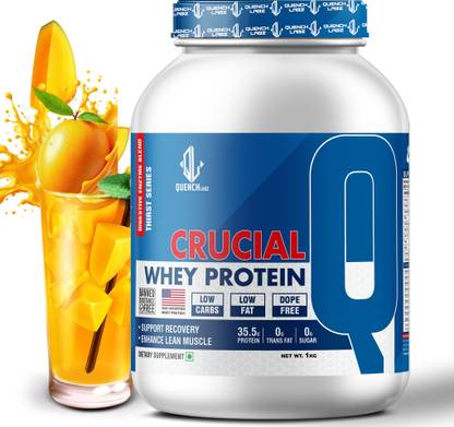 QUENCHLABZ Crucial Whey | 35.5g Protein | 0g Trans Fat | Probiotics | Digestive Enzymes Whey Protein