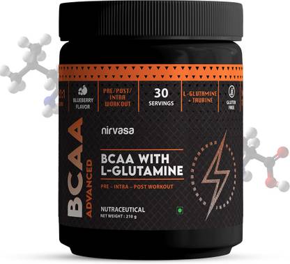 Nirvasa BCAA Pre Workout Advanced Powder with L-Glutamine of Blueberry Flavour- 210 G Protein Shake