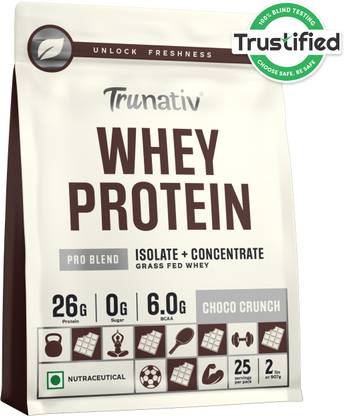 TruNativ Pro Blend Whey Protein,Grass-Fed Whey,6g BCAA,26g Protein,No Sugar, Whey Protein