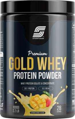 Sparkfusion Premium Gold Whey Protein Isolate For Muscle Building Mango, 1 kg (Pack of 1)) Protein Shake