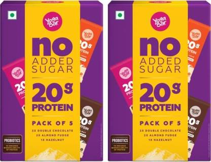 Yogabar No Added Sugar 20g Protein Bars Variety Pack | Pack of 10 Protein Bars