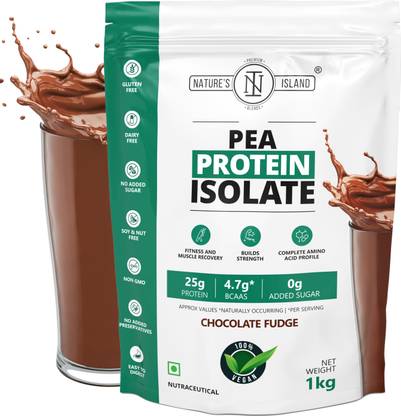 Nature's island Plant Protein - Pea Protein Isolate 1 KG (25 G Protein,4.7 G BCAAs, 0G Sugar) Plant-Based Protein