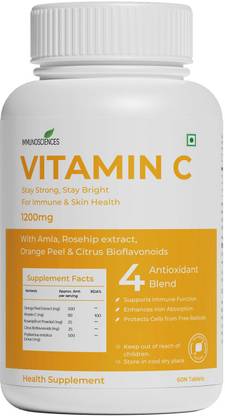 IMMUNOSCIENCES Vitamin C Capsules | Premium Non-GMO, High Potency Antioxidant Suppor Nutrition Bars